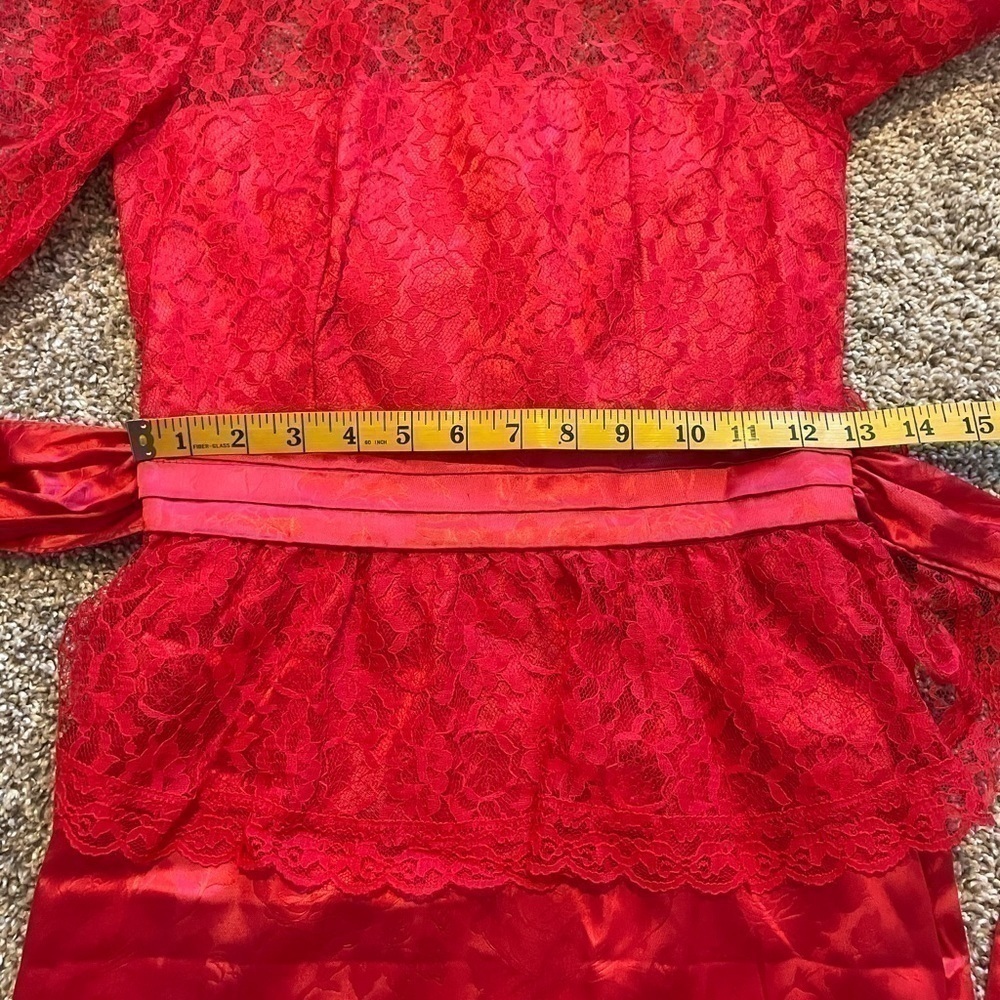 Gunne Sax vintage red lace peplum high neck dress - Picture 12 of 16